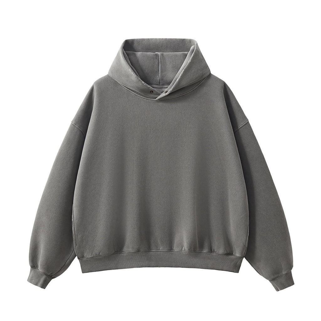 Frayed Enzyme Washed Fleece Hoodie